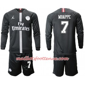 Maillot/Tenue Paris Saint-Germain MBAPPE 7 Jodan Noir Enfant Troisieme 2018/2019 Manche Longue